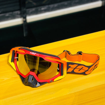 100% RACECRAFT RED ORANGE (GOLDEN LENS) | MX GOGGLES