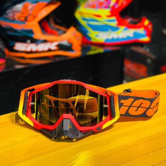 100% RACECRAFT RED ORANGE (GOLDEN LENS) | MX GOGGLES