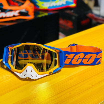 100% RACECRAFT BLUE ORANGE (GOLDEN LENS) | MX GOGGLES