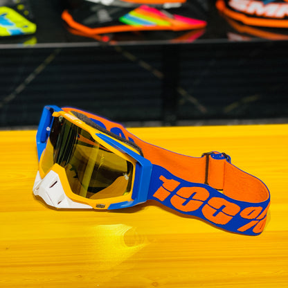 100% RACECRAFT BLUE ORANGE (GOLDEN LENS) | MX GOGGLES