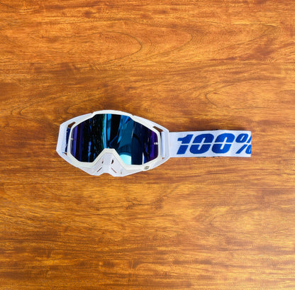 100% RACECRAFT WHITE (BLUE LENS) | MX GOGGLES