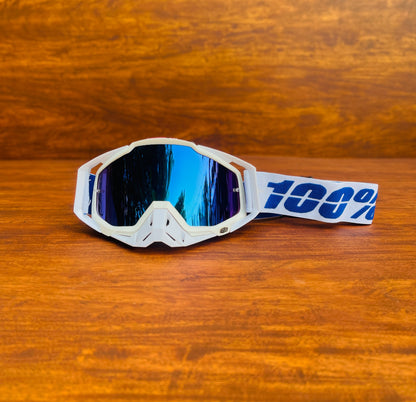 100% RACECRAFT WHITE (BLUE LENS) | MX GOGGLES