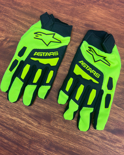 A STARS FLURO GREEN M/L | MX GLOVES