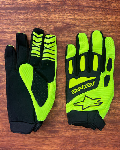 A STARS FLURO GREEN M/L | MX GLOVES