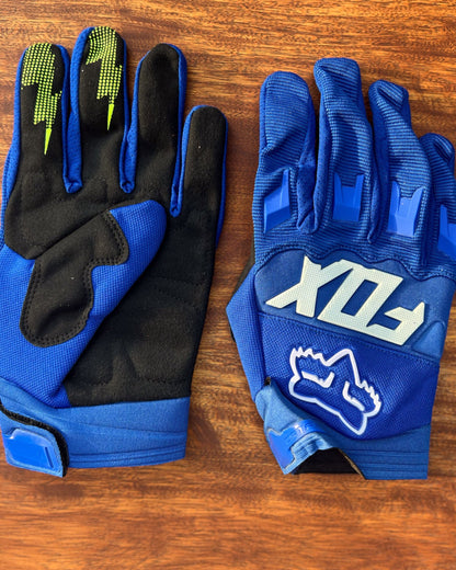 FOX BLUE WHITE LETTERING S/L | MX GLOVES
