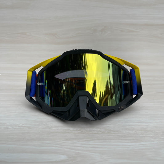 100% RACECRAFT BLACK YELLOW (GOLDEN LENS) | MX GOGGLES