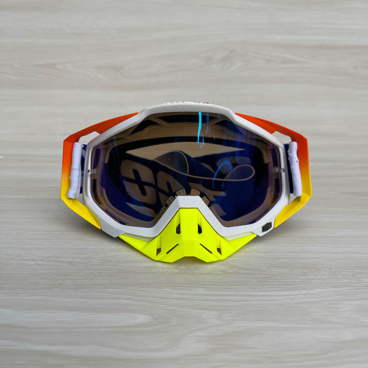 100% RACECRAFT WHITE ORANGE (BLUE LENS) | MX GOGGLES