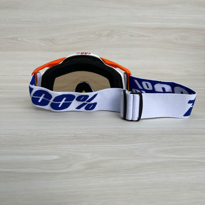 100% RACECRAFT WHITE ORANGE (BLUE LENS) | MX GOGGLES