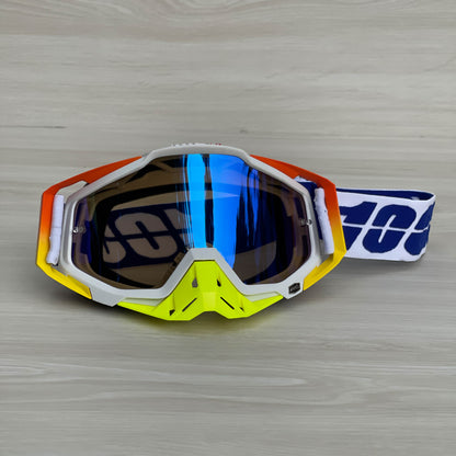 100% RACECRAFT WHITE ORANGE (BLUE LENS) | MX GOGGLES