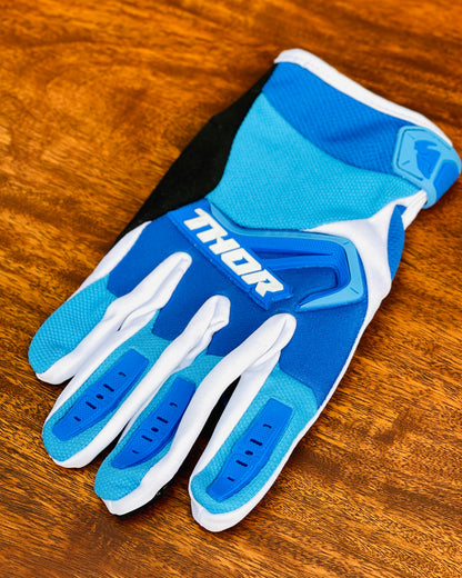 THOR WHITE BLUE M/L | MX GLOVES