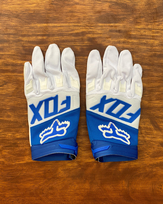 FOX WHITE AND BLUE LETTERING M | MX GLOVES