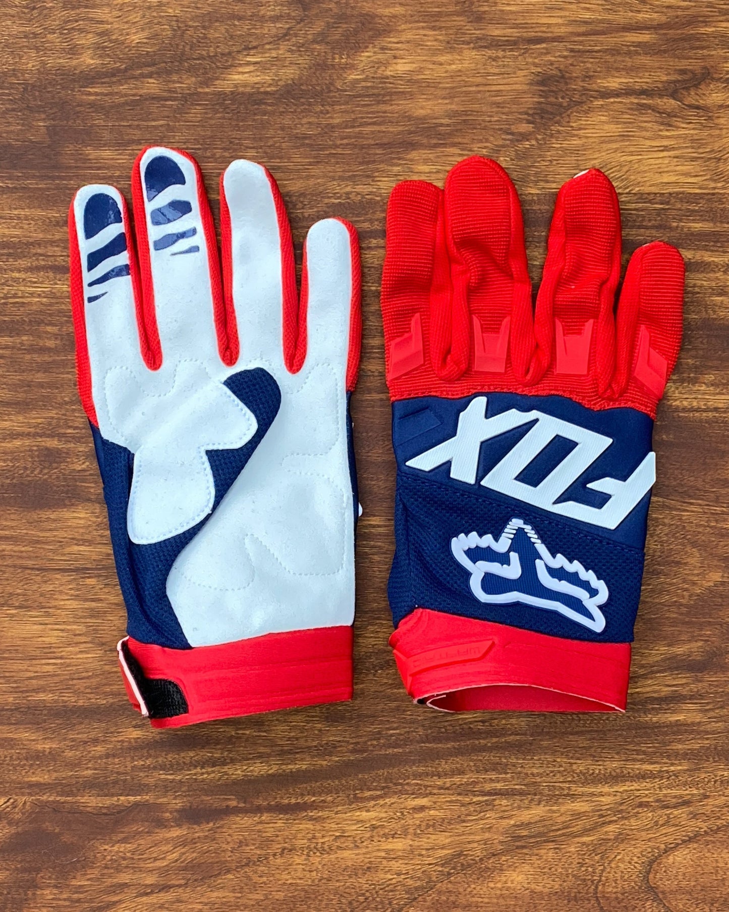 FOX RED AND NAVY BLUE M | MX GLOVES
