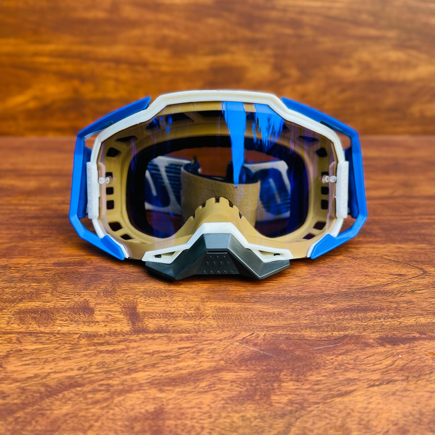 100% ARMEGA OLD BLUE - WHITE  (BLUE LENS) | MX GOGGLES