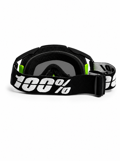 100% ARMEGA BLACK GOGGLES  ( SILVER LENS) | MX GOGGLES