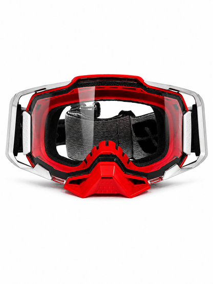 100% ARMEGA SILVER/RED GOGGLES  (CLEAR LENS ) | MX GOGGLES