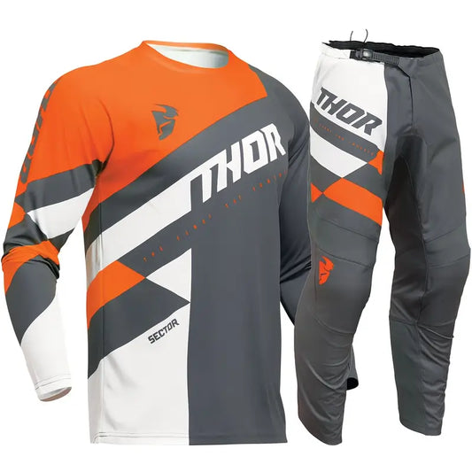 THOR 2025 SECTOR CHECKER CHARCOAL  ORANGE | MX JERSEY SET (PRE ORDERS)