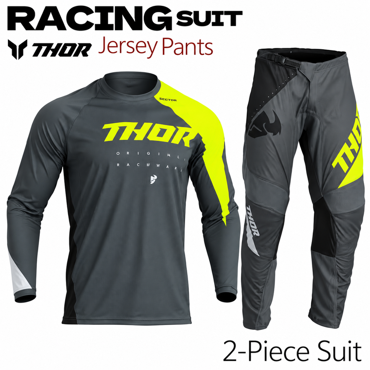 THOR GREEN WRITING IN GREY | MX JERSEY SET (PRE ORDERS)