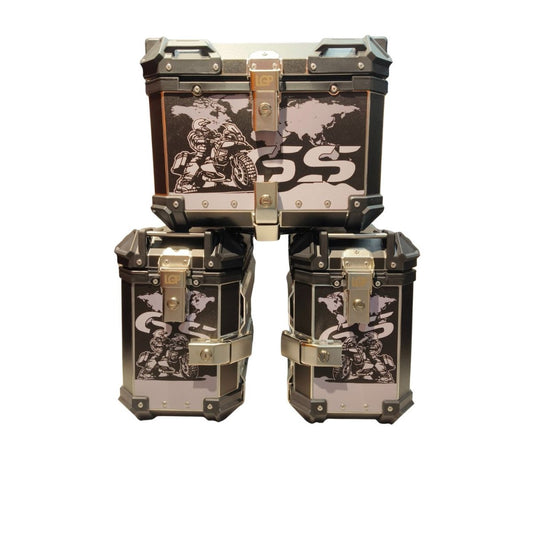 BMW GS ALUMINIUM SIDE PANNIERS 45L38L38L  BLACK
