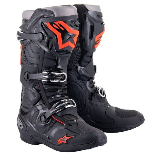 ALPINESTARS TECH 10 BOOTS BLACK/FLUO RED US 8/9/10/11 | MX BOOTS