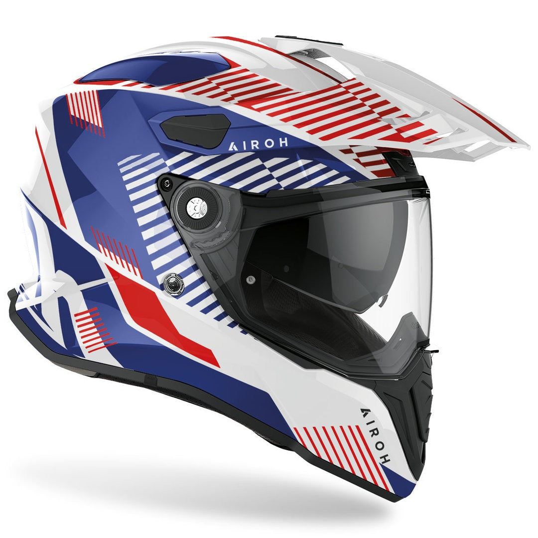 AIROH COMMANDER BOOST WHITE BLUE RED XL | ADVENTURE HELMET