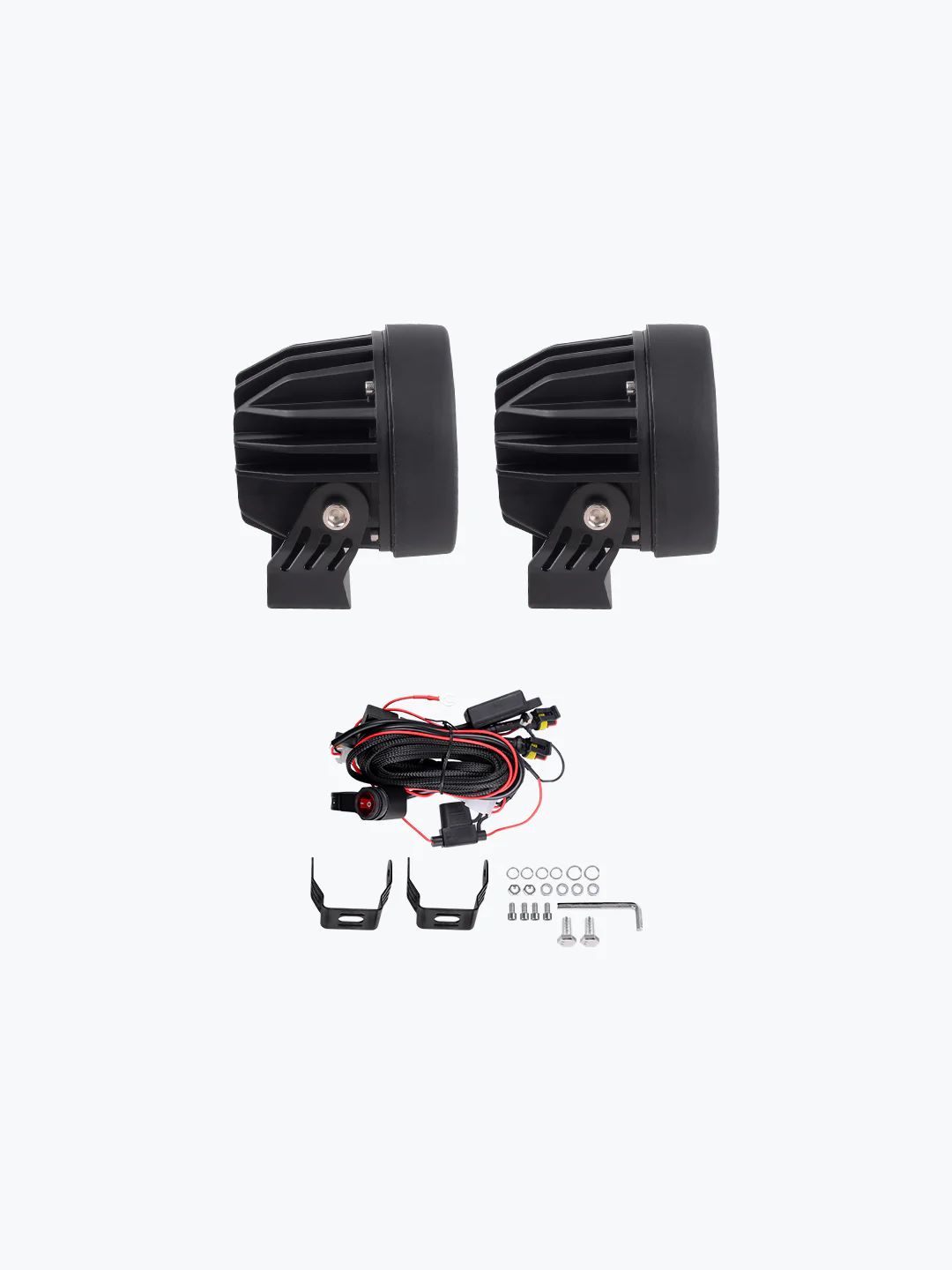 HJG 4 LED CAP ROUND PAIR WITH WIRE HARNESS | AUXILIARY LIGHT