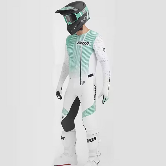 THOR GREEN STRIPED WHITE | MX JERSEY SET (PRE ORDERS)