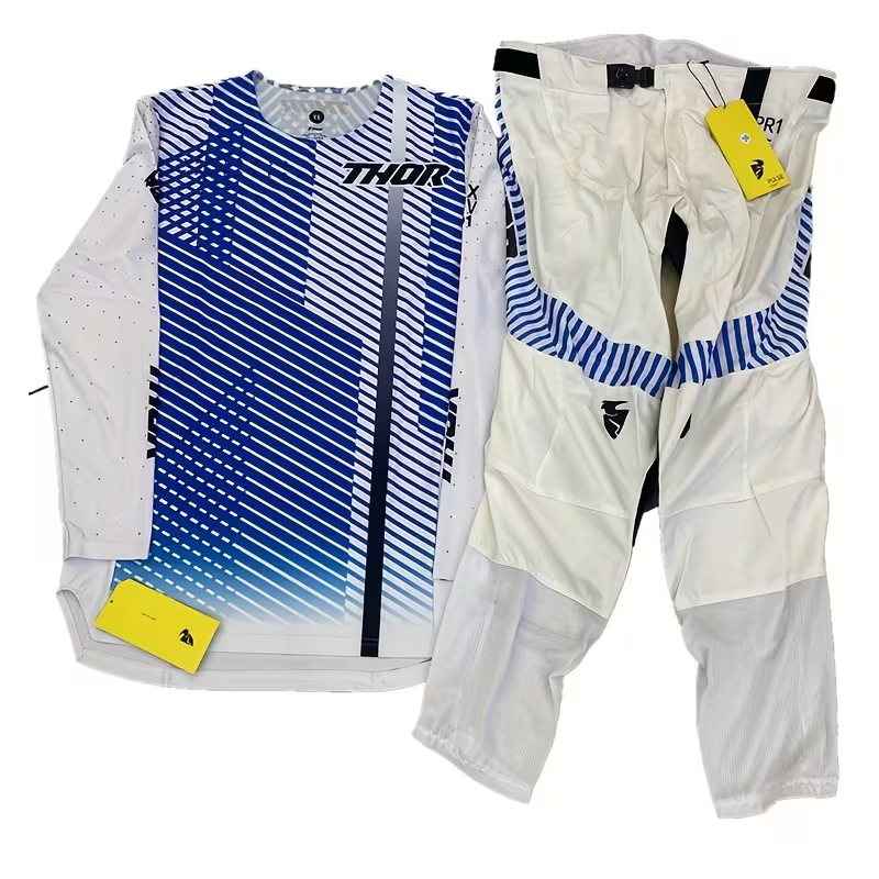THOR BLUE STRIPED WHITE  | MX JERSEY SET (PRE ORDERS)