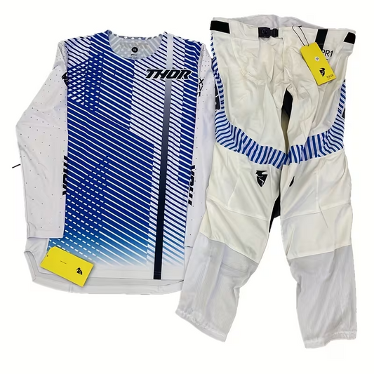 THOR BLUE STRIPED WHITE  | MX JERSEY SET (PRE ORDERS)
