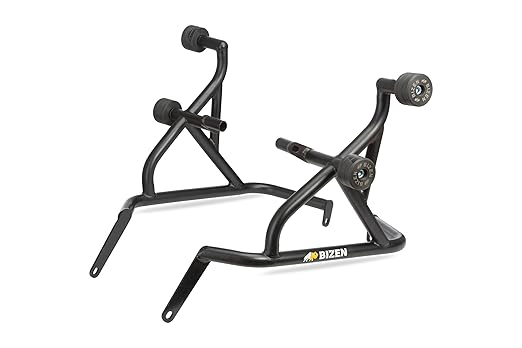 BIZEN MOTO PREMIUM CRASH GUARD /ENGINE GUARD WITH DOUBLE FRAME SLIDERS BLACK | MT15