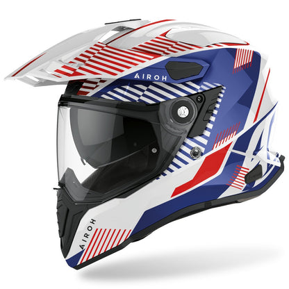 AIROH COMMANDER BOOST WHITE BLUE RED XL | ADVENTURE HELMET