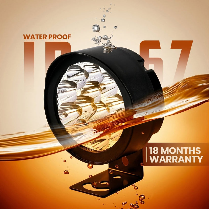 LGP- 12 LED ABS FOG LAMP FOR BIKE, WATERPROOF AUXILIARY DRIVING LIGHT, IP67, 12V 15W–36W, WIDE-ANGLE BEAM