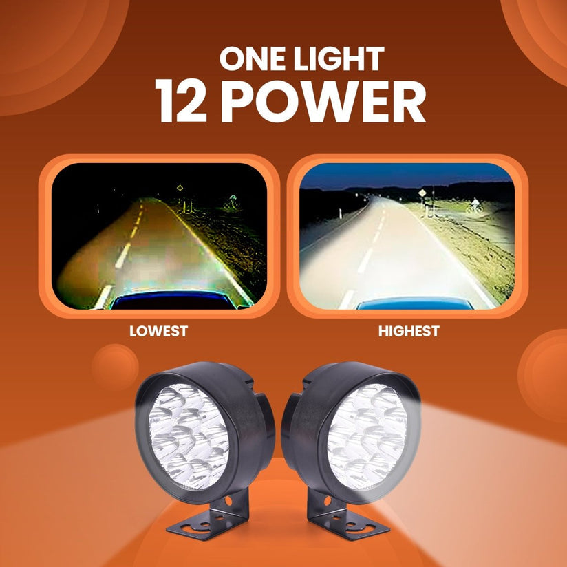 LGP- 12 LED ABS FOG LAMP FOR BIKE, WATERPROOF AUXILIARY DRIVING LIGHT, IP67, 12V 15W–36W, WIDE-ANGLE BEAM