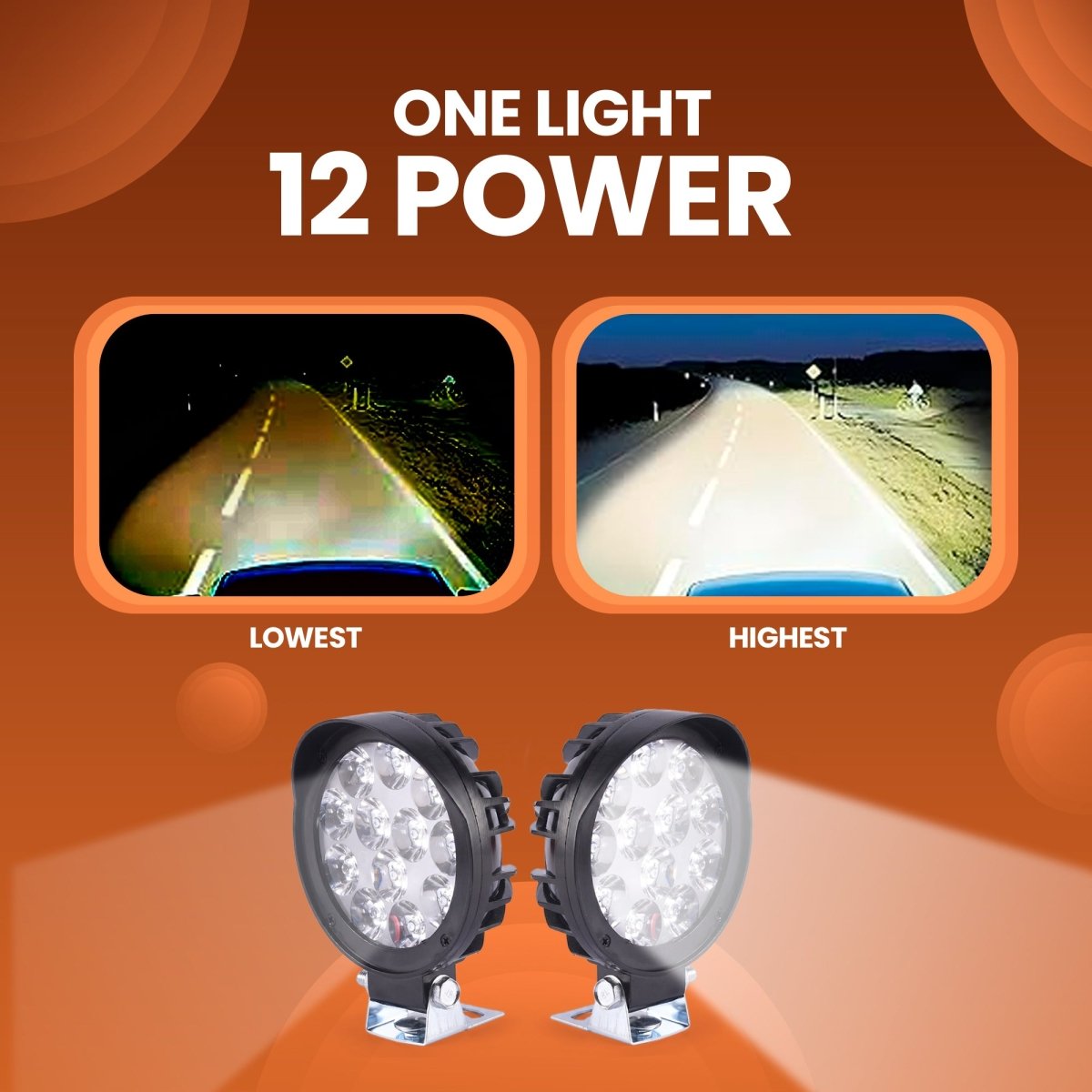 LGP- 12 LED CAP FOG LAMP FOR BIKE, HIGH-BRIGHTNESS WATERPROOF AUXILIARY LIGHT, 12V 15W–36W, IP67, UNIVERSAL FIT