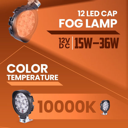 LGP- 12 LED CAP FOG LAMP FOR BIKE, HIGH-BRIGHTNESS WATERPROOF AUXILIARY LIGHT, 12V 15W–36W, IP67, UNIVERSAL FIT