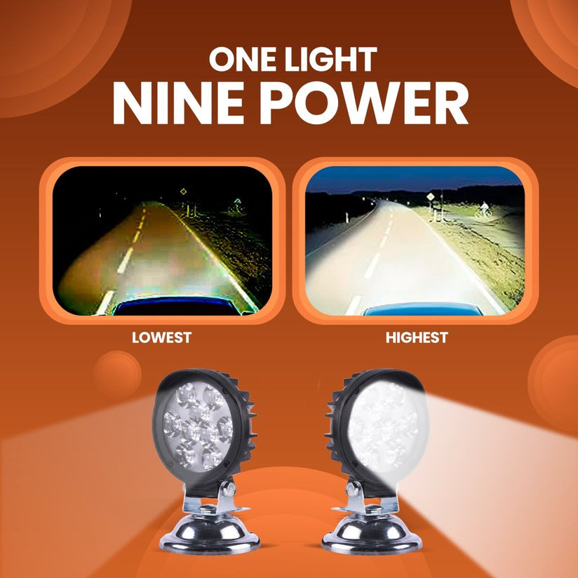 LGP- 9 LED CAP FOG LAMP FOR BIKE, COMPACT WATERPROOF AUXILIARY LIGHT, 12V 15W–27W, IP67, UNIV