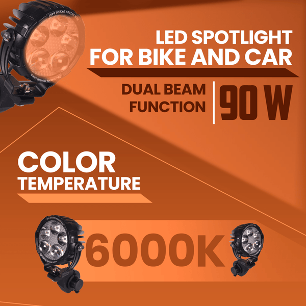 LGP DK-550 PRO 90W LED SPOTLIGHT FOR BIKE & CAR (PAIR)  IP67 WATERPROOF HIGH POWER AUXILIARY FOG