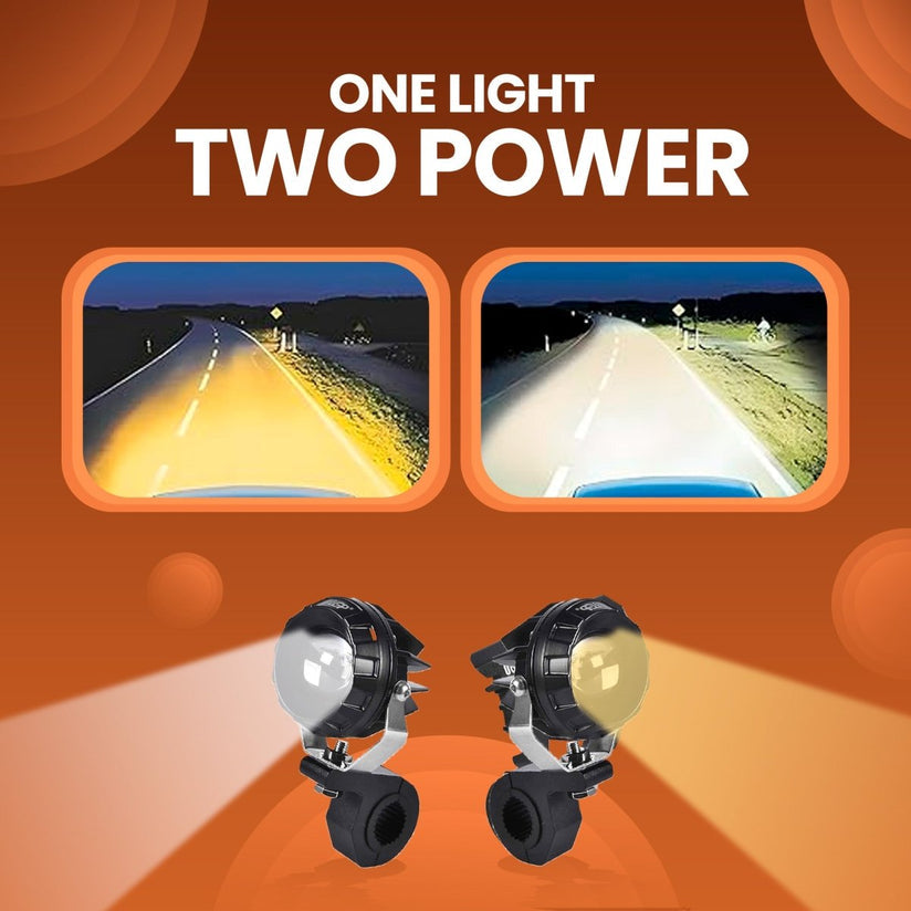 LGP DK330 DUAL BEAM LED SPOTLIGHT FOR BIKE (PAIR)  60W 7500LM YELLOW & WHITE  WATERPROOF, UNIVERSAL MOTORCYC