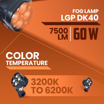 LGP DK40 LED FOG LAMP FOR BIKE (PAIR)  HEAVY-DUTY HIGH POWER WATERPROOF SPOTLIGHT  UNIVERSAL MOTORCYCLE & CAR