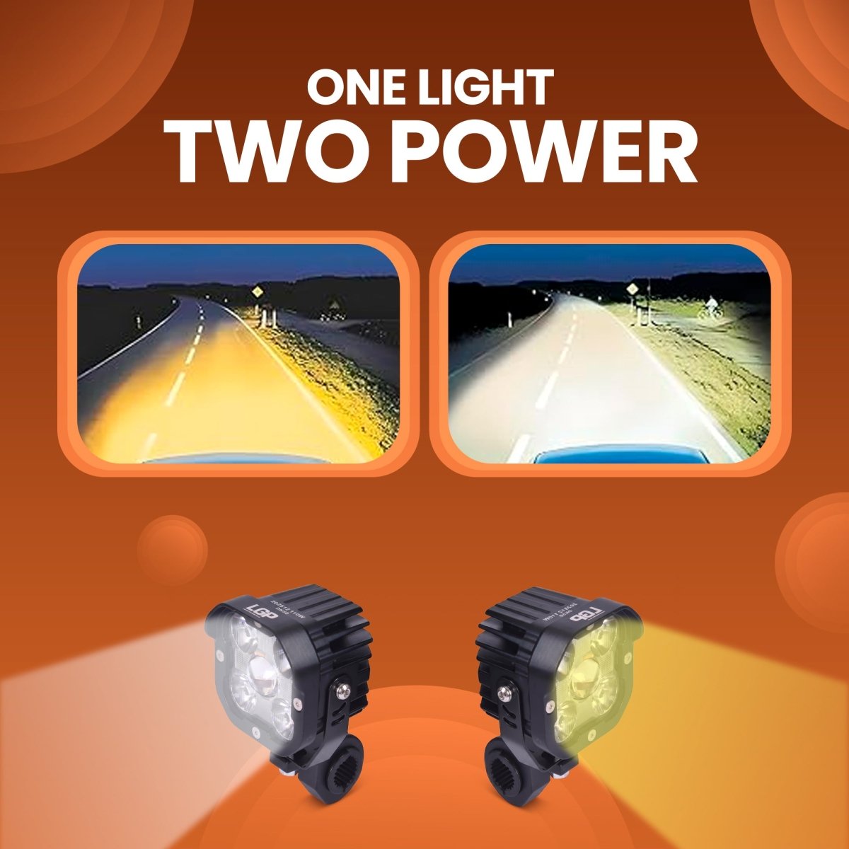 LGP DK50 HIGH POWER LED SPOTLIGHT FOR BIKE (PAIR)  110W 13750LM  IP67 WATERPROOF AUXILIARY FOG L