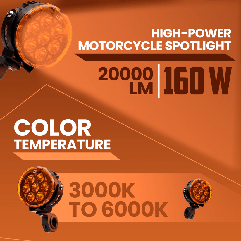 LGP DK80 PRO HIGH POWER LED SPOTLIGHT FOR BIKE (PAIR)  160W 20000LM  IP67 WATERPROOF AUXILIA