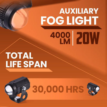 LGP MINI DRIVING LED FOG LAMP FOR BIKE (PAIR)  HIGH BRIGHTNESS WATERPROOF AUXILIARY LIGHT  UNIVERS