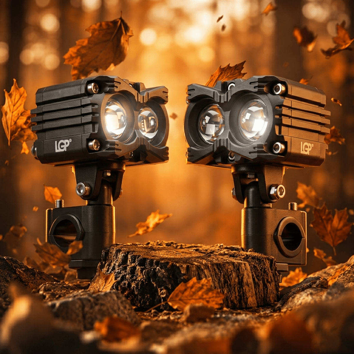 LGP- MK05 DUAL BEAM LED SPOTLIGHT FOR BIKE PAIR, 80W 7000LM, YELLOW LOW BEAM & WHITE HIGH BEAM, IP67 W