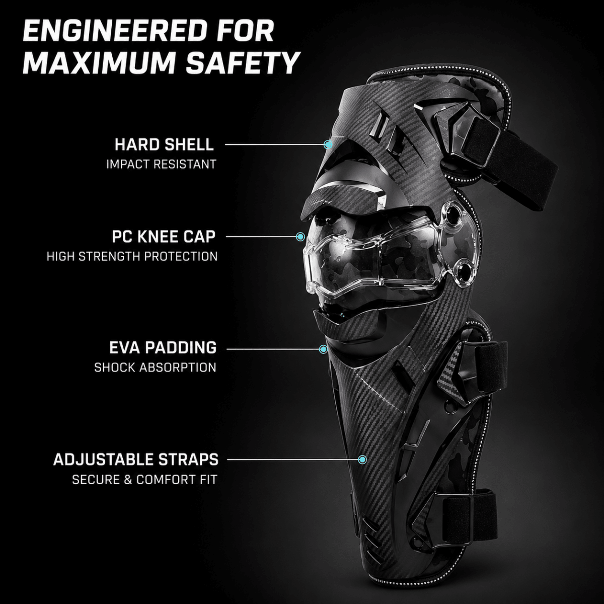 LGP MOTORCYCLE KNEE GUARD SET OF 2 RIDING SAFETY PROTECTION