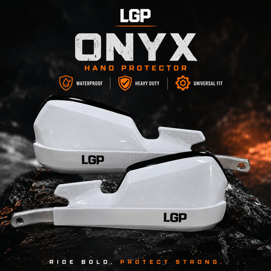 LGP ONYX UNIVERSAL MOTORCYCLE HAND PROTECTOR WITH ALUMINIUM MOUNTS – WHITE