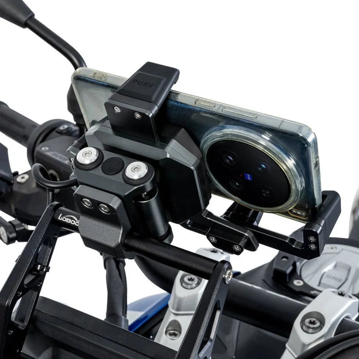 LOBOO PH06 ANTI-VIBRATION PHONE MOUNT - MAGNETIC DAMPING + 15W WIRELESS CHARGING - ALUMINUM MOTORCYCLE HOLDER (FITS 4.7-7.2 PHONES)