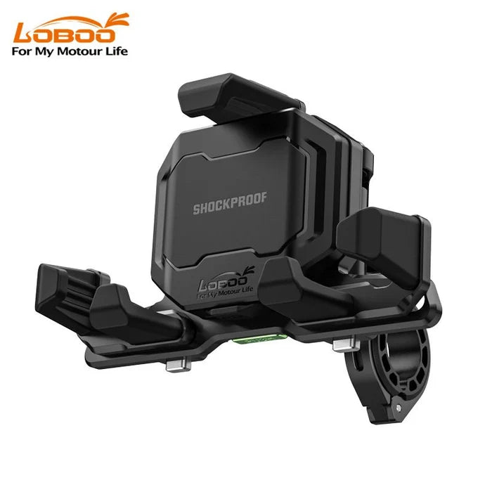 LOBOO PH06 ANTI-VIBRATION PHONE MOUNT - MAGNETIC DAMPING + 15W WIRELESS CHARGING - ALUMINUM MOTORCYCLE HOLDER (FITS 4.7-7.2 PHONES)