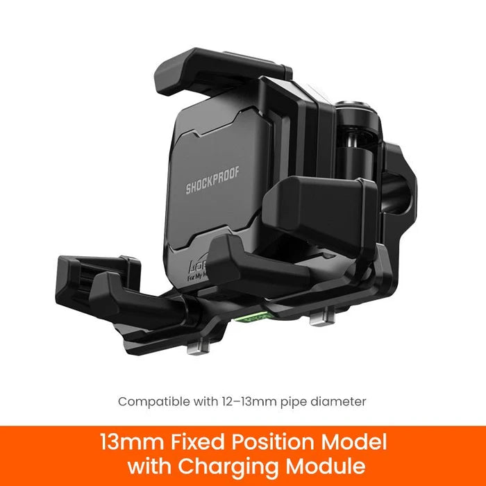 LOBOO PH06 ANTI-VIBRATION PHONE MOUNT - MAGNETIC DAMPING + 15W WIRELESS CHARGING - ALUMINUM MOTORCYCLE HOLDER (FITS 4.7-7.2 PHONES)