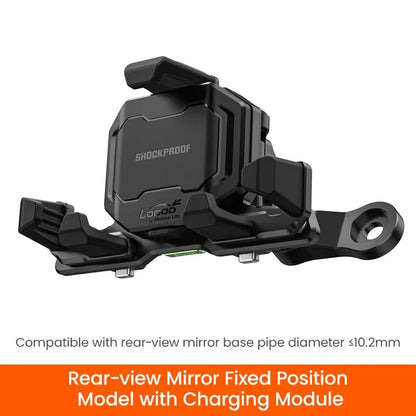 LOBOO PH06 ANTI-VIBRATION PHONE MOUNT - MAGNETIC DAMPING + 15W WIRELESS CHARGING - ALUMINUM MOTORCYCLE HOLDER (FITS 4.7-7.2 PHONES)