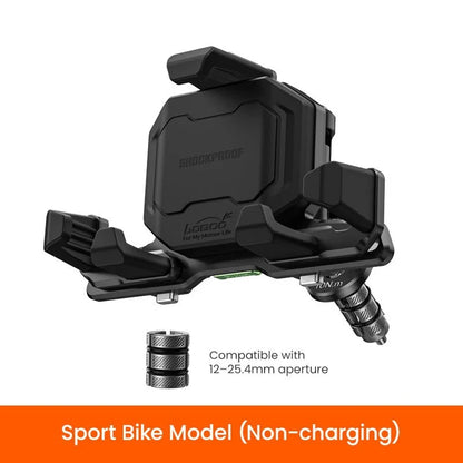 LOBOO PH06 ANTI-VIBRATION PHONE MOUNT - MAGNETIC DAMPING + 15W WIRELESS CHARGING - ALUMINUM MOTORCYCLE HOLDER (FITS 4.7-7.2 PHONES)