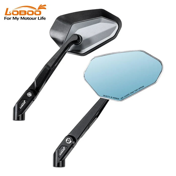 LOBOO RM02 CNC FOLDABLE MIRRORS FOR ADVENTURE BIKES  ANTI-GLARE WIDE ANGLE LENS
